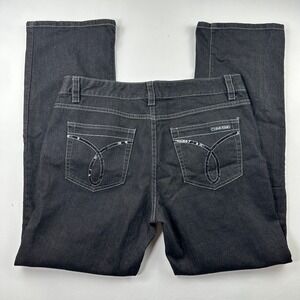 Calvin Klein Bootcut Jeans Sz 14 Sequin Pockets Black Denim Relaxed Y2K Sparkle
